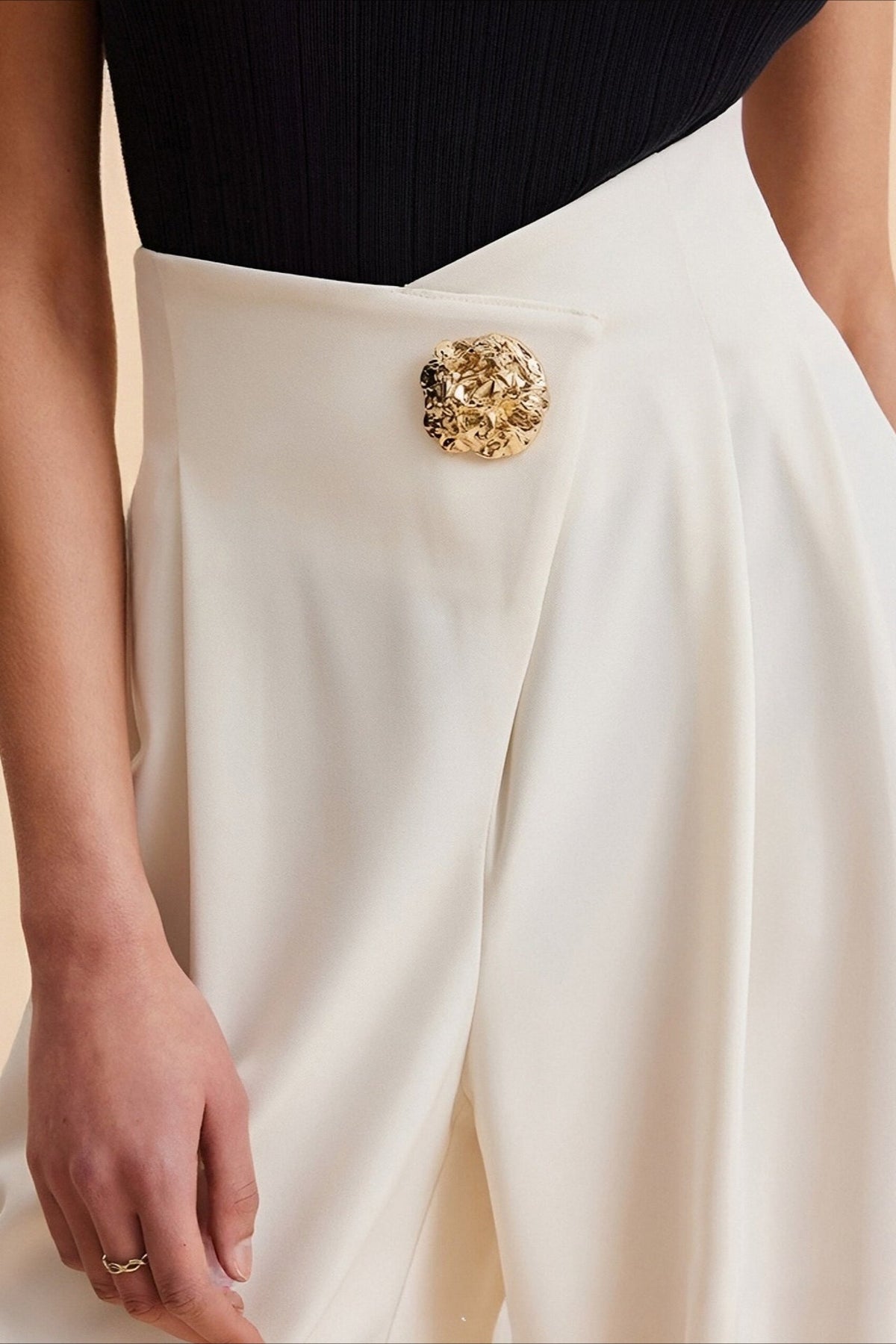 Asymmetric Wide-Leg Pants with High Waist