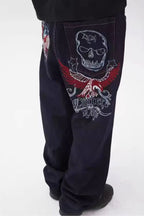 Pocket-Detail Gothic Jeans with Baggy Fit
