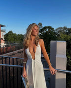 Cupro Maxi Dress with Plunging Neckline