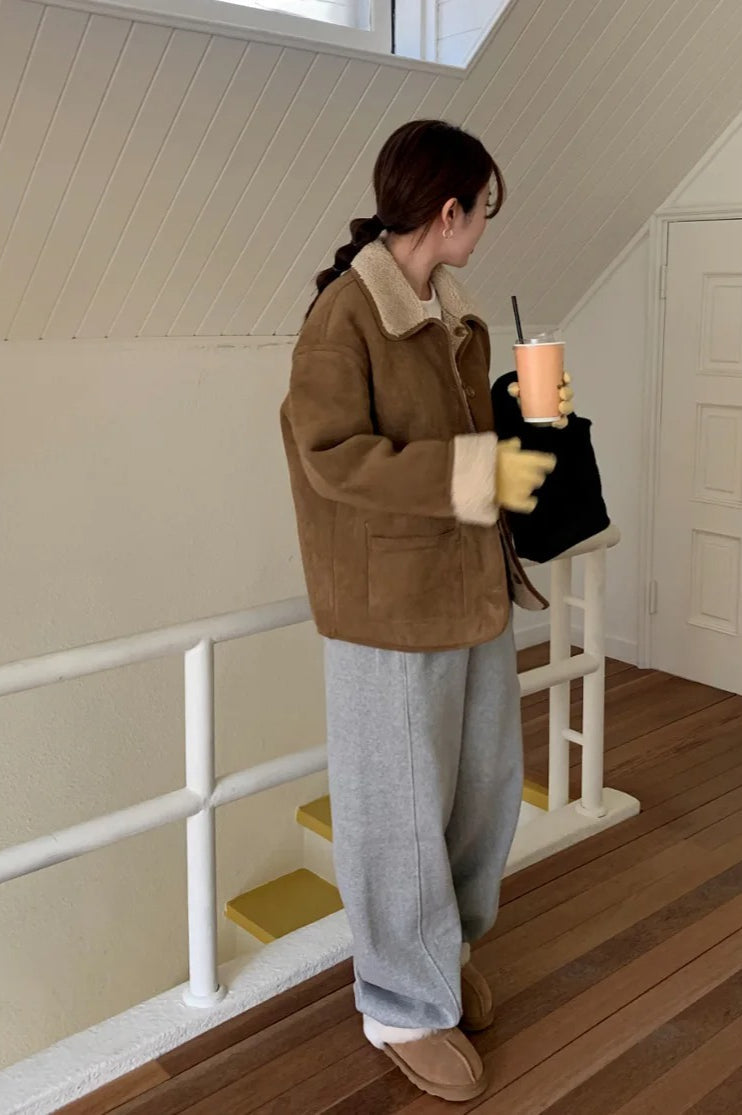 Wool Jacket with Lapel Collar