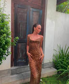 Number-Graphic Silk Sheer Dress