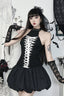 Gothic Polyester Dress in Black