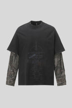 Lettered Camo-Print Layered T-Shirt