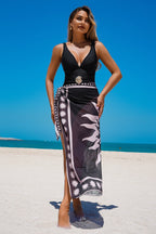 Wrap-Style Floral Three-Piece Swim Set with Print Details