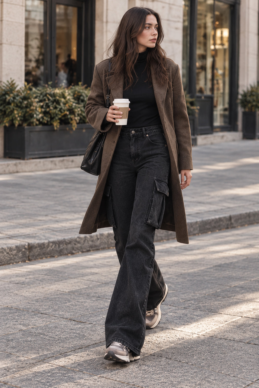 Straight High Waist Vintage Cargo Trousers