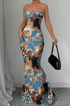 Strapless Open-Back Tie-Back Maxi Dress