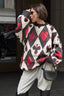 Sweater with Colorblock Details and Argyle Patterning