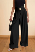Asymmetric Wide-Leg Pants with High Waist