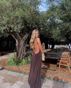 Gathered Strap-Detail Maxi Dress