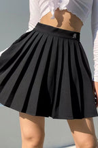 Pleated High-Rise Skirt with Pockets