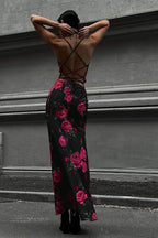 Floral Maxi Dress with Open Back