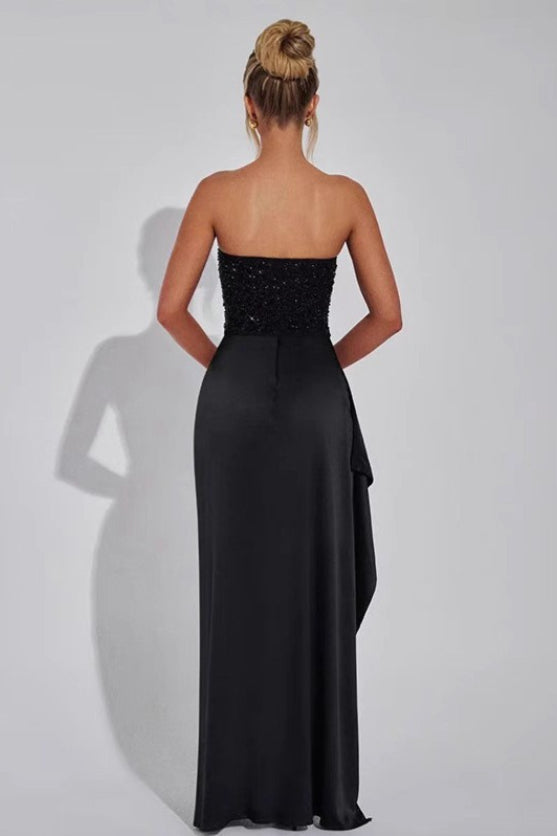 Sequined Maxi Dress with Strapless Neckline