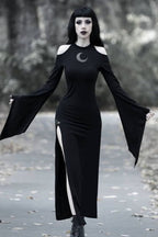 Sheer Gothic Dress with Flared Sleeves