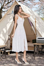 Polka-Dot Open-Back Dress with Halter Neckline