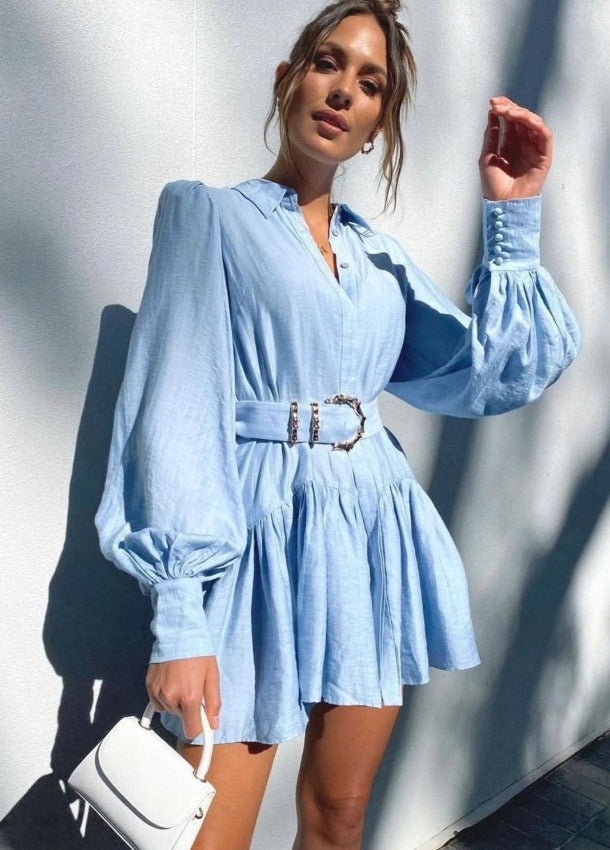 Cotton Mini Dress with Foldover Collar Main image