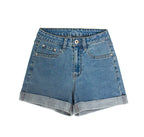 High-Rise Cotton Jeans with Zip Detail