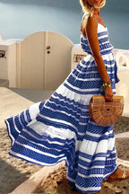 Geometric-Print Lace Maxi Dress with Relaxed Fit