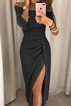 Wrap-Style Maxi Dress with Slit Detail