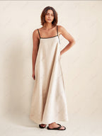 Contrast-Detail Dress with Cami Straps