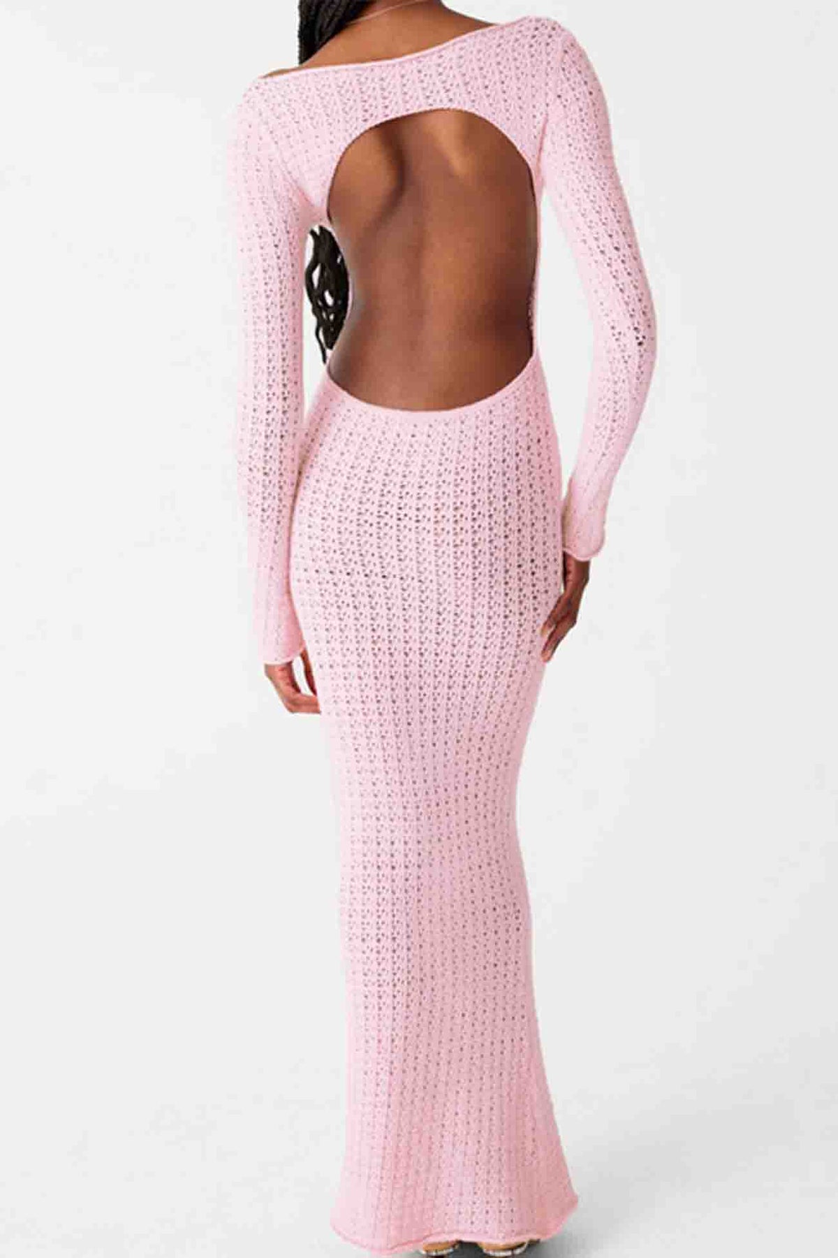 Knit Open-Back Midi Dress with Cutout Details