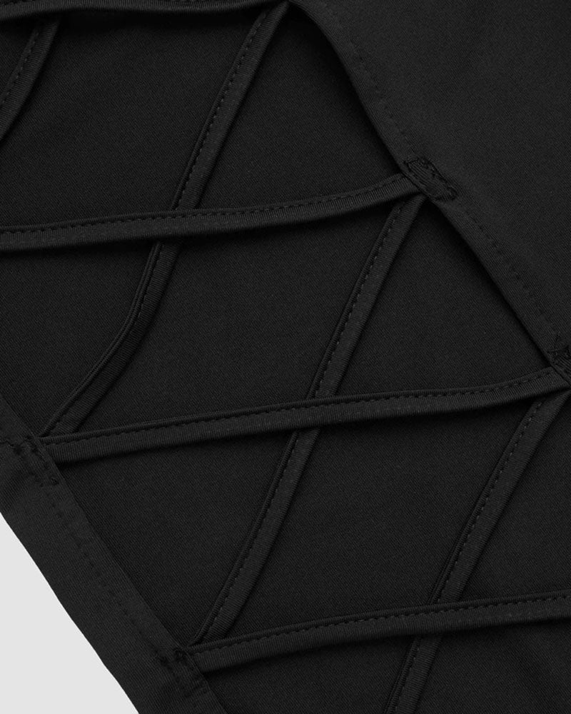 Cotton Stretch-Blend Midi Dress with Lace-Up Details