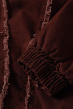 Washed Hooded Zip Jacket with Raw Seams