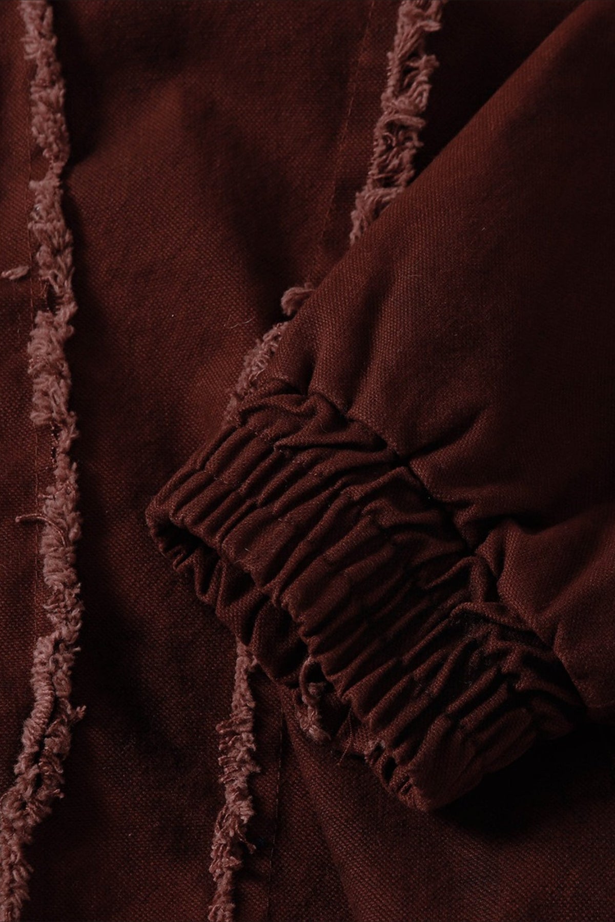 Washed Hooded Zip Jacket with Raw Seams