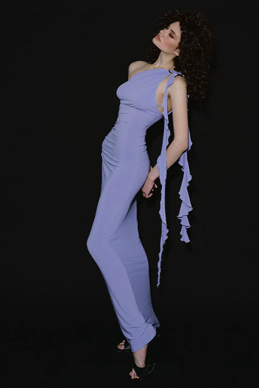 One-Shoulder High-Rise Maxi Dress with Open Back Main image