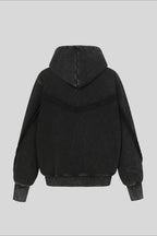 Cotton Pullover Hoodie with Exposed Seams