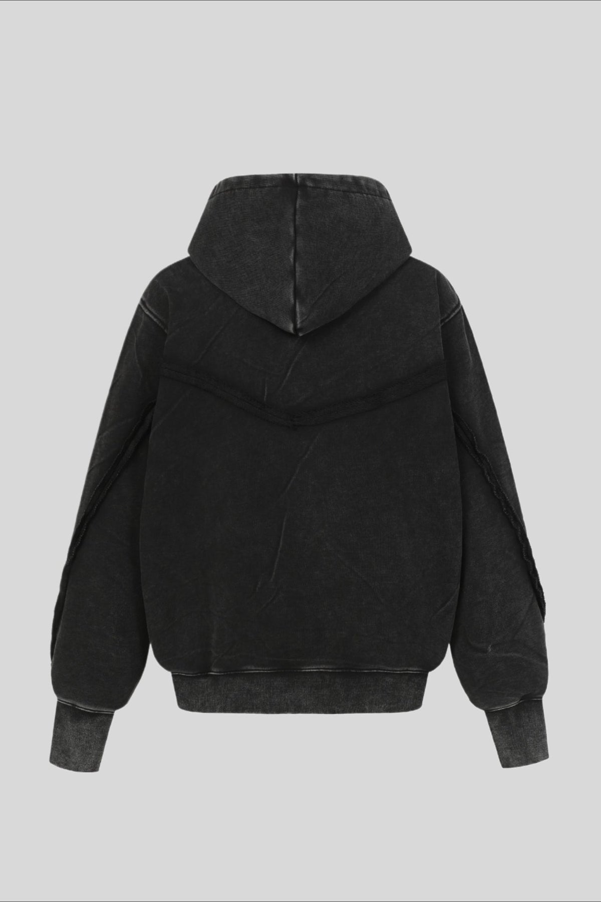 Cotton Pullover Hoodie with Exposed Seams