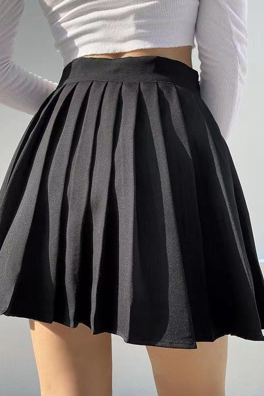 Pleated High-Rise Skirt with Pockets