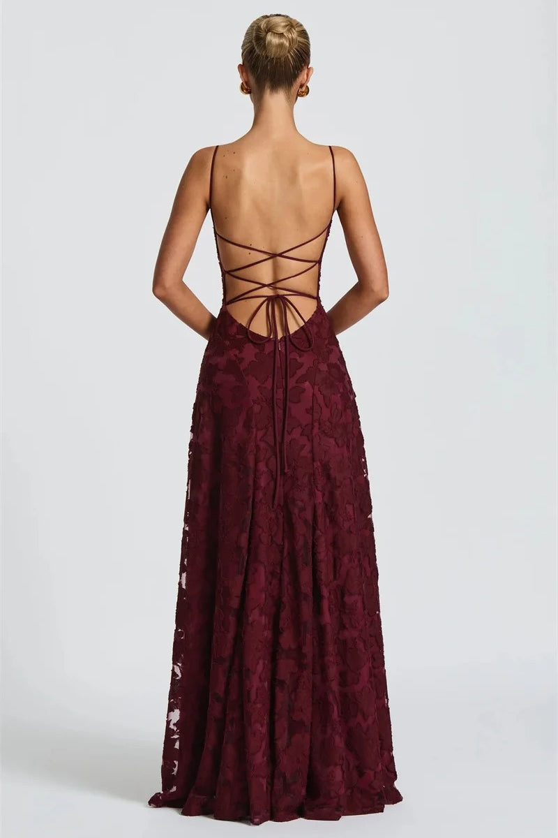 Lace-Up Maxi Dress with Open Back