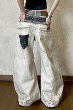 Digital-Print Straight-Leg Jeans with Low Waist
