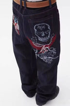 Pocket-Detail Gothic Jeans with Baggy Fit