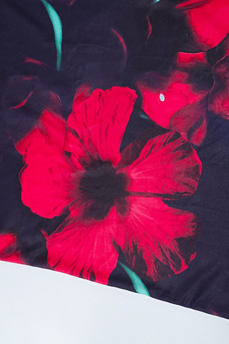 Floral Slim-Fit Dress with U-Neckline