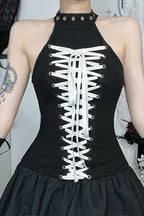 Gothic Polyester Dress in Black