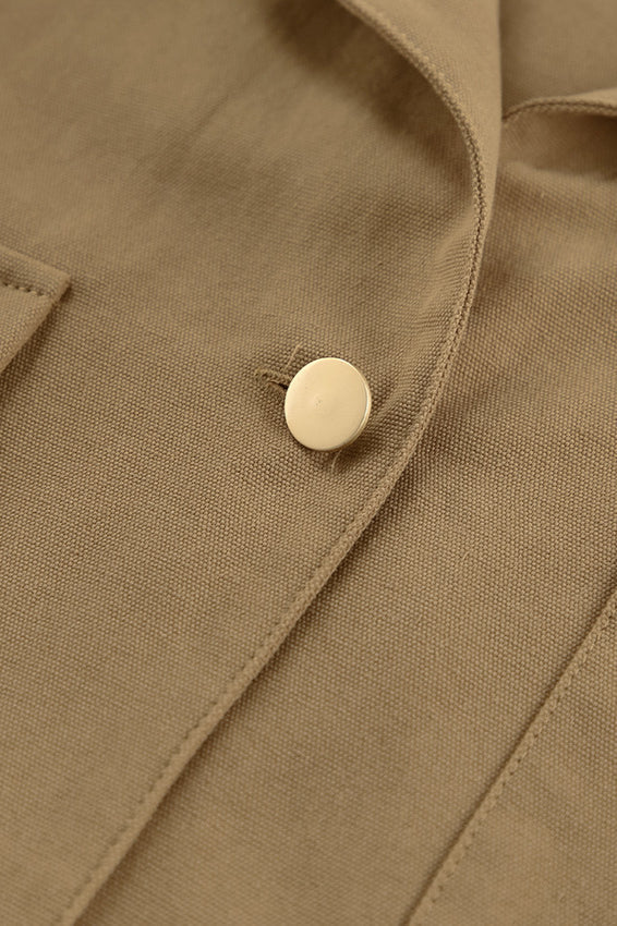 Brown Faux-Leather Panelled Coat