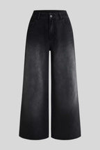 Wing-Graphic Rhinestone-Detail Wide-Leg Jeans