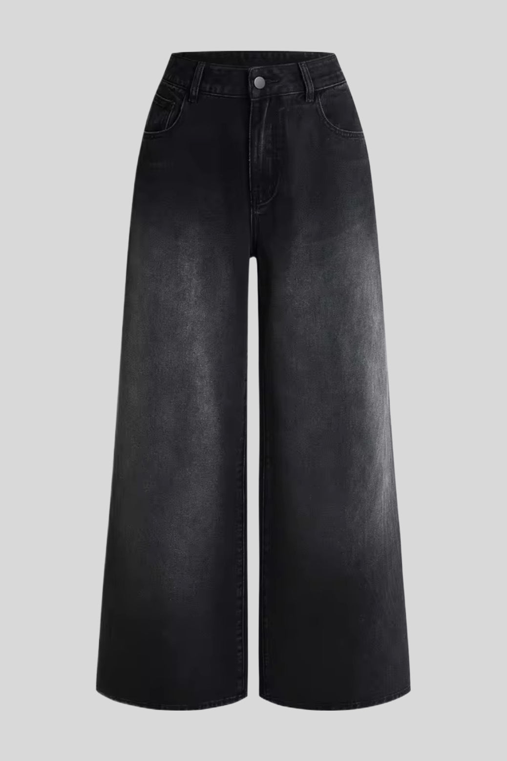 Wing-Graphic Rhinestone-Detail Wide-Leg Jeans