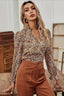Floral V-Neck Blouse with Sheer Detailing