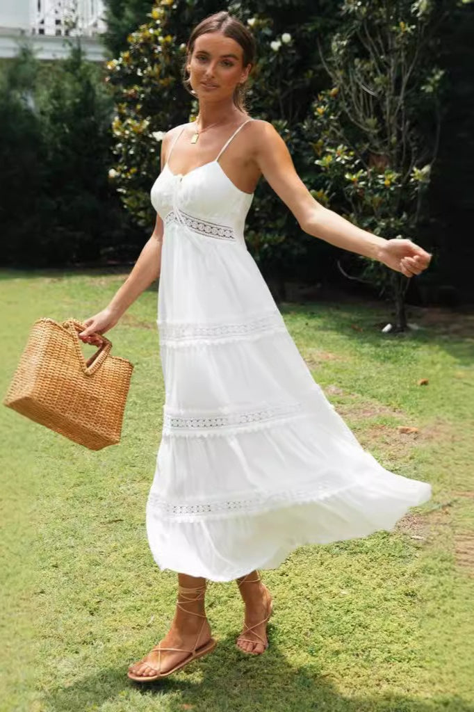 A-Line Ruffled Strap-Detail Dress