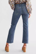 Distressed Slim-Fit Straight-Leg Jeans