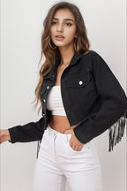 Denim Coat with Beaded Details