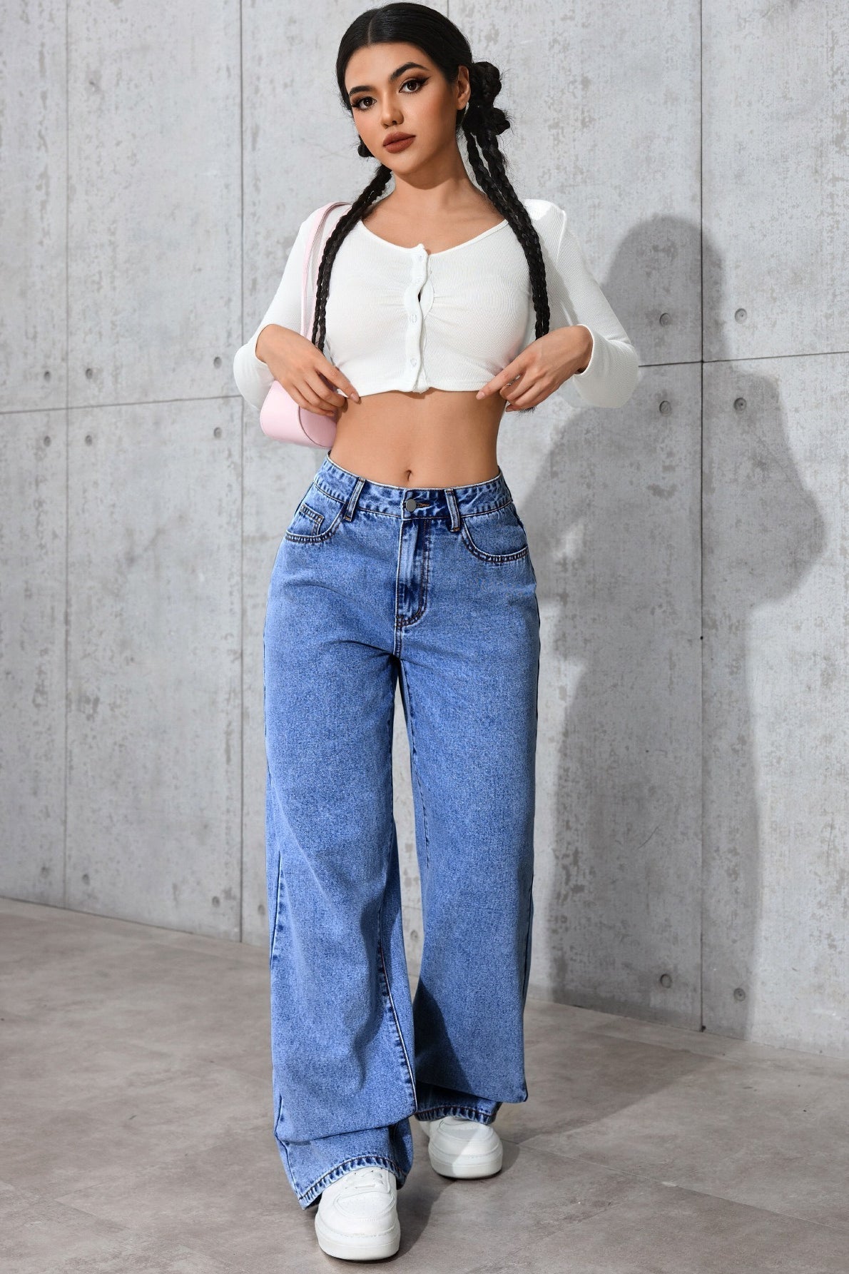High-Rise Straight-Leg Jeans with Relaxed Fit