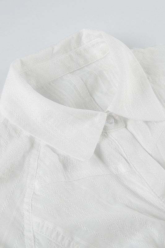 Textured Slim-Fit Blouse with Short Sleeves