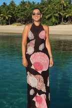 Floral Bodycon Halter Maxi Dress