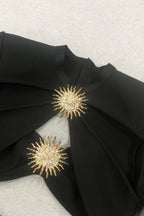Black Bandage-Style Long-Sleeve Dress