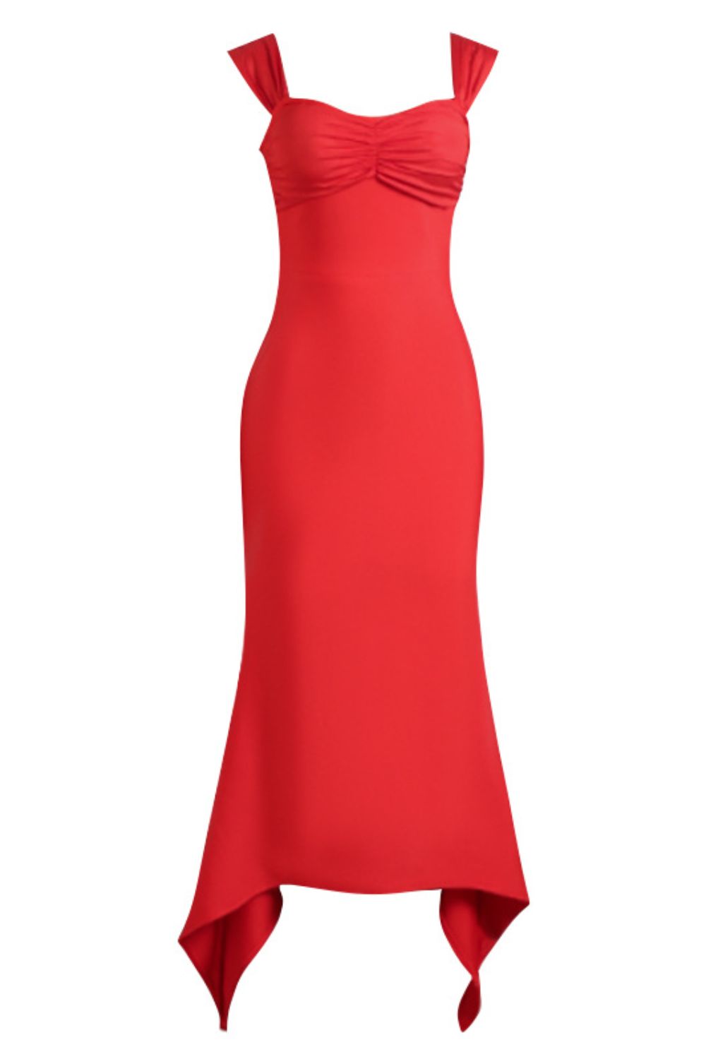 Viscose Sweetheart-Neck Ruched Dress