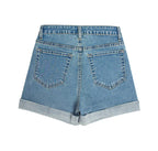 High-Rise Cotton Jeans with Zip Detail