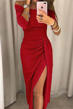 Wrap-Style Maxi Dress with Slit Detail